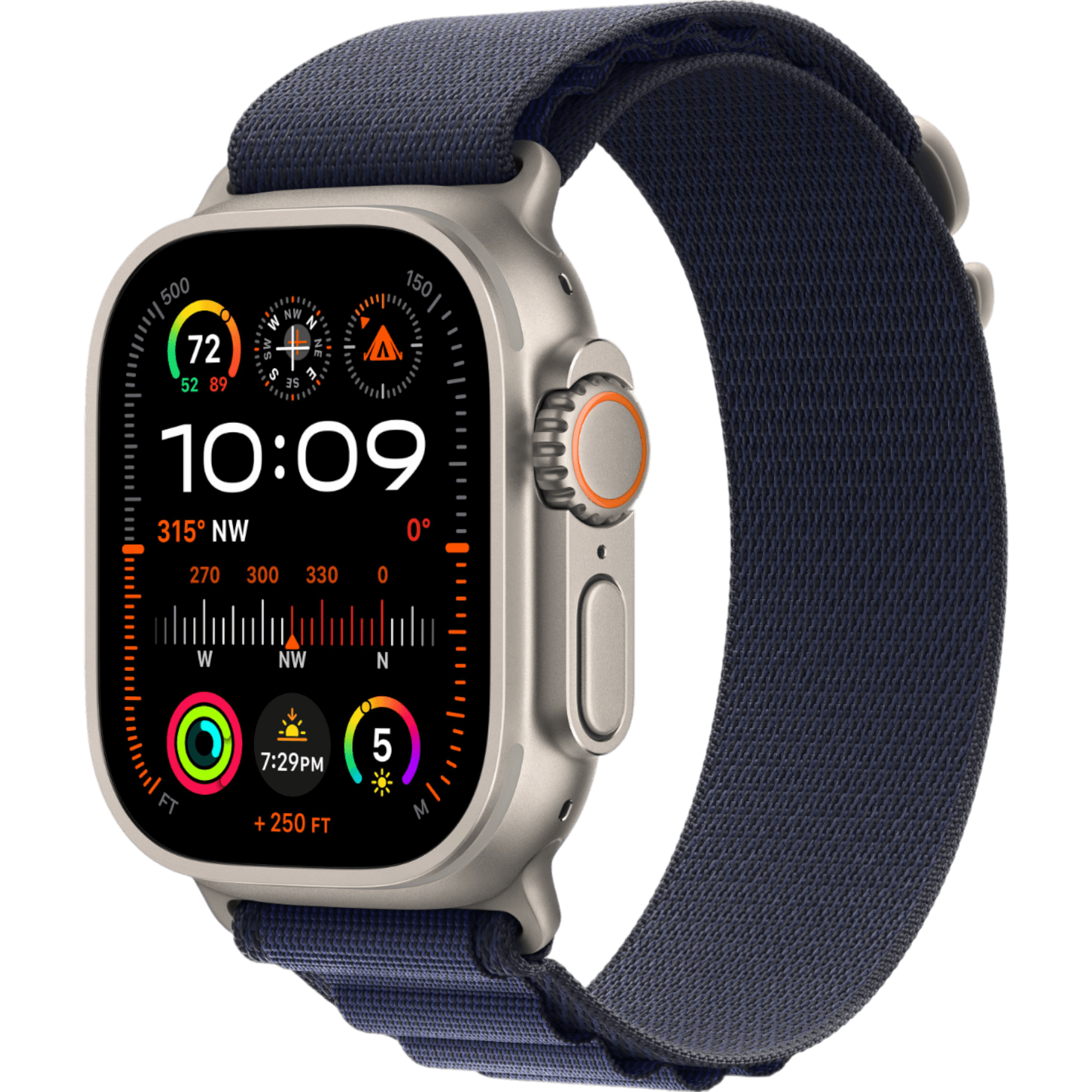 Apple Watch Ultra 2 GPS + Cellular, 49mm Natural Titanium Case with Navy Alpine Loop - Medium - alAsil
